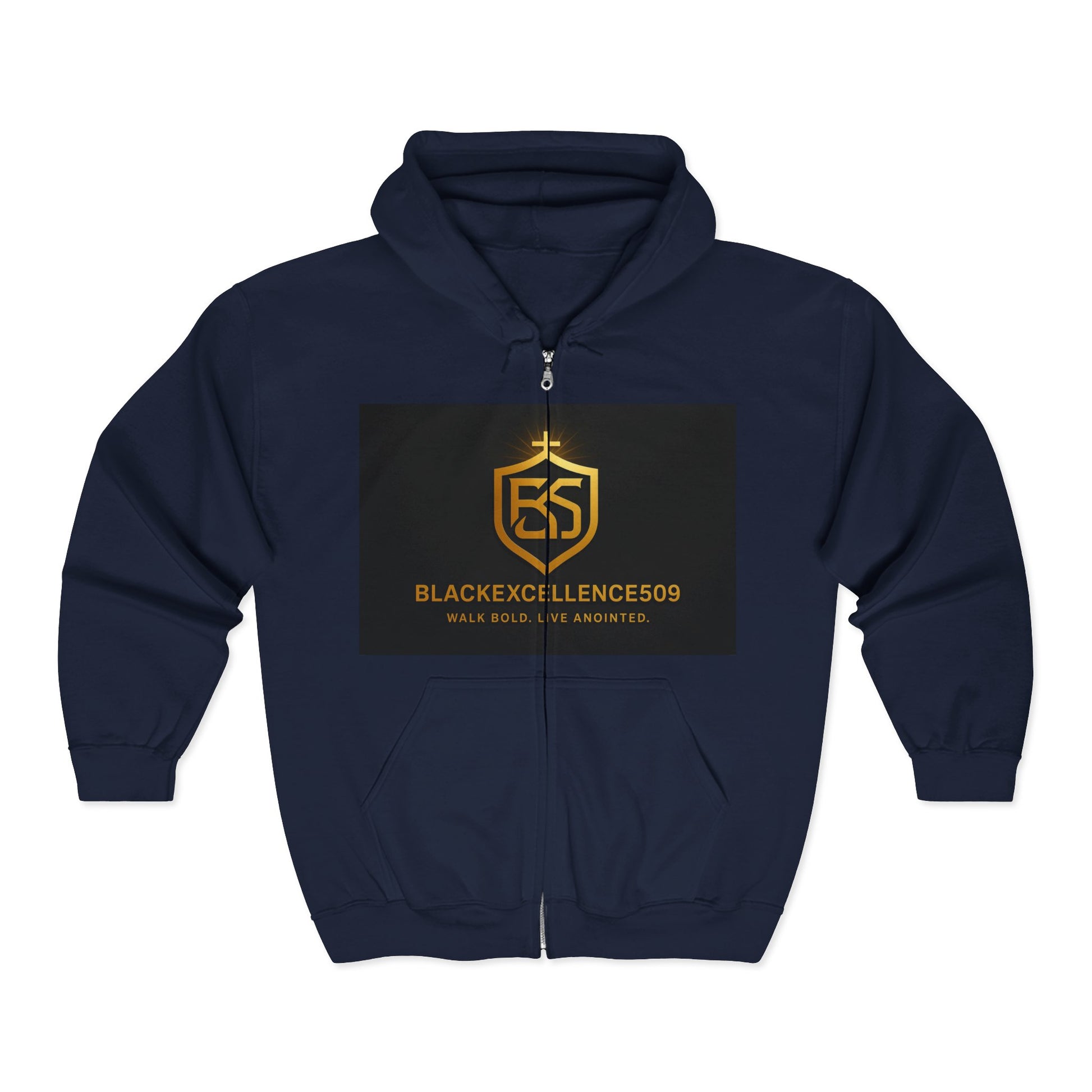 Gold Logo Zip-Up Hoodie - Comfortable Streetwear, Perfect for Casual Outings, Gifts for Trendsetters, Athletes, Everyday Wear