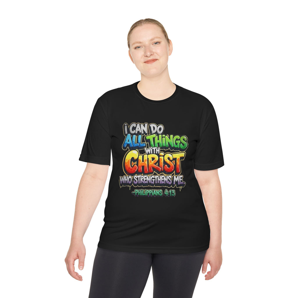 Christian Graphic Tee — "I Can Do All Things With Christ" Philippians 4:13 Moisture-Wicking Shirt