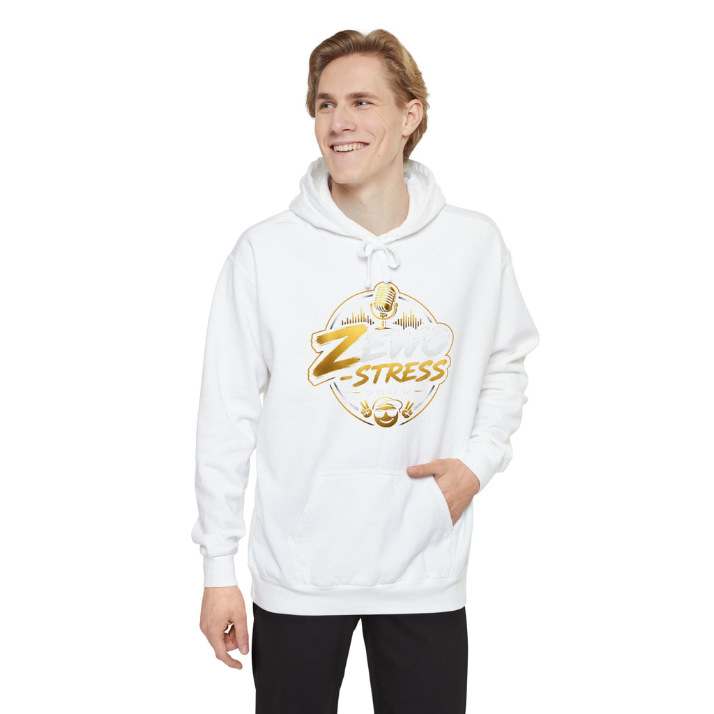 Z-Stress Hoodie — Relaxed Graphic Pullover with Gold Zen Design