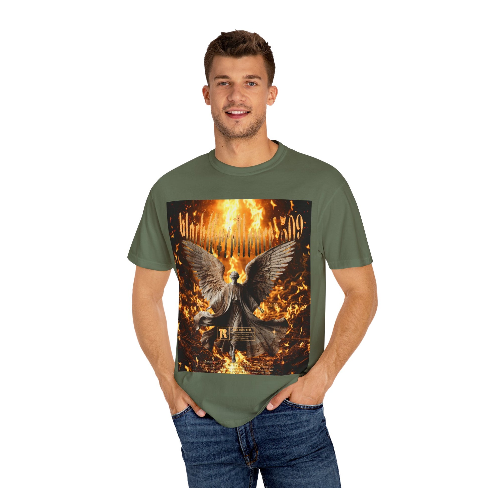 Dramatic Angel Graphic T-shirt | Gothic Style Tee | Unisex Casual Shirt | Festival Wear | Unique Gift for Music Lovers