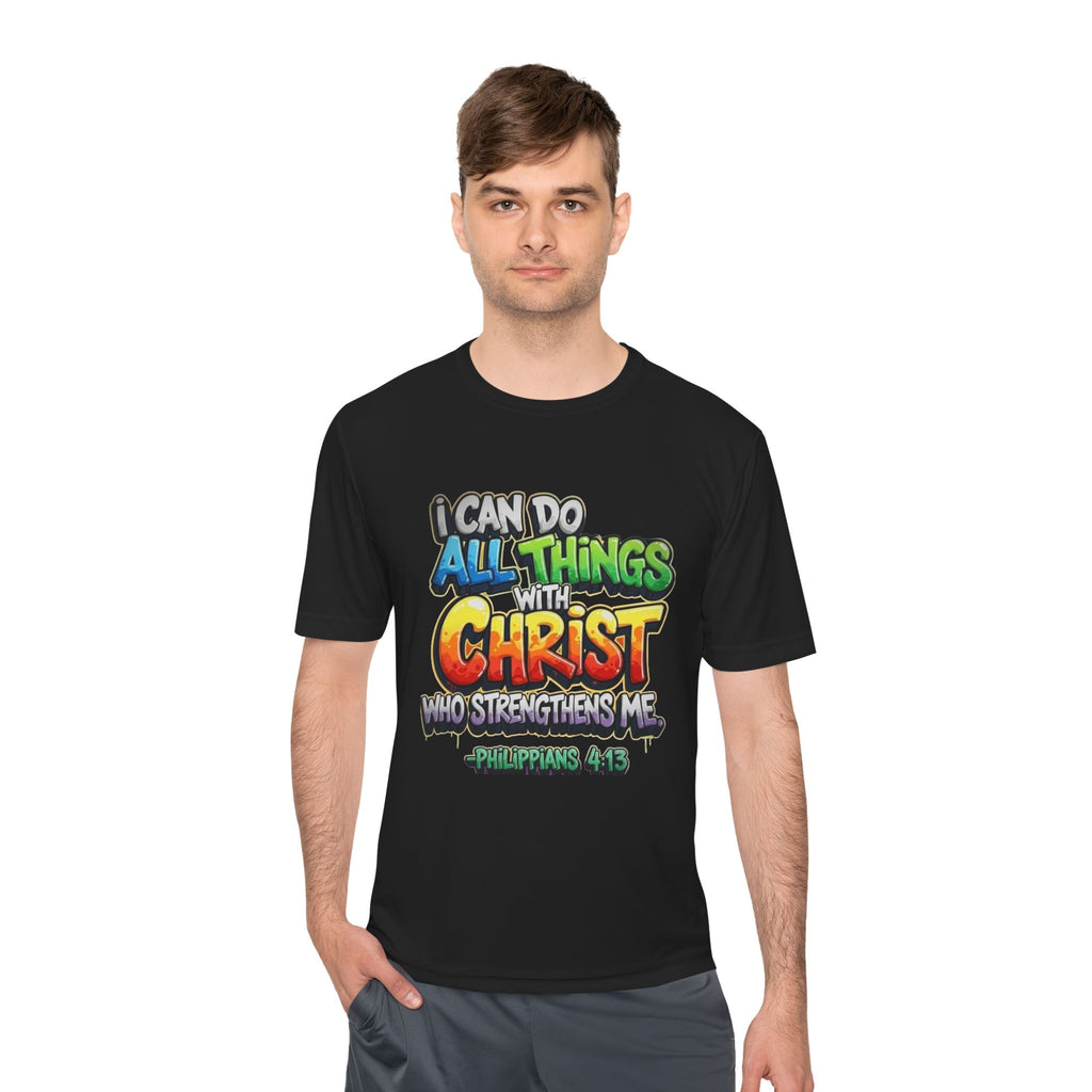 Christian Graphic Tee — "I Can Do All Things With Christ" Philippians 4:13 Moisture-Wicking Shirt