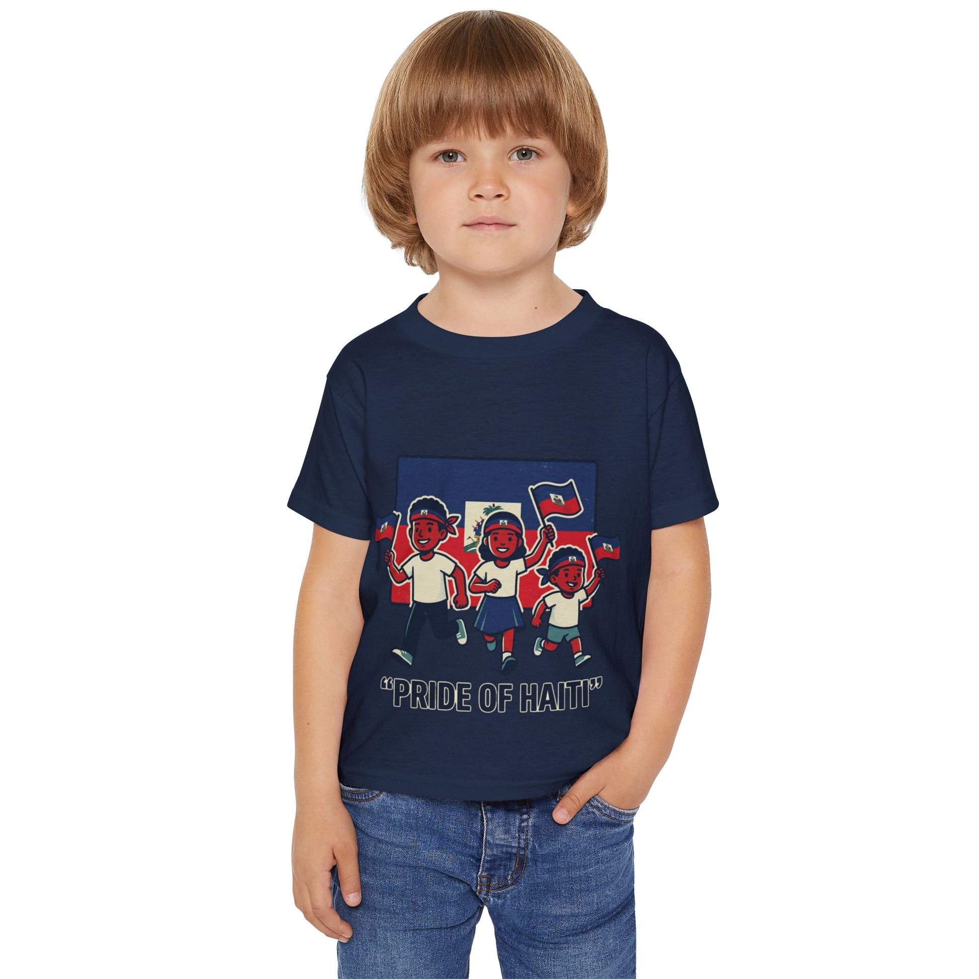 Toddler T-Shirt — “Pride of Haiti” Kids Graphic Tee (Patriotic Haiti Flag Design)